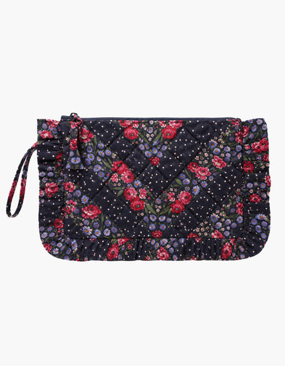 Pink City Prints Navy Rose Mix Ruffle Pouch