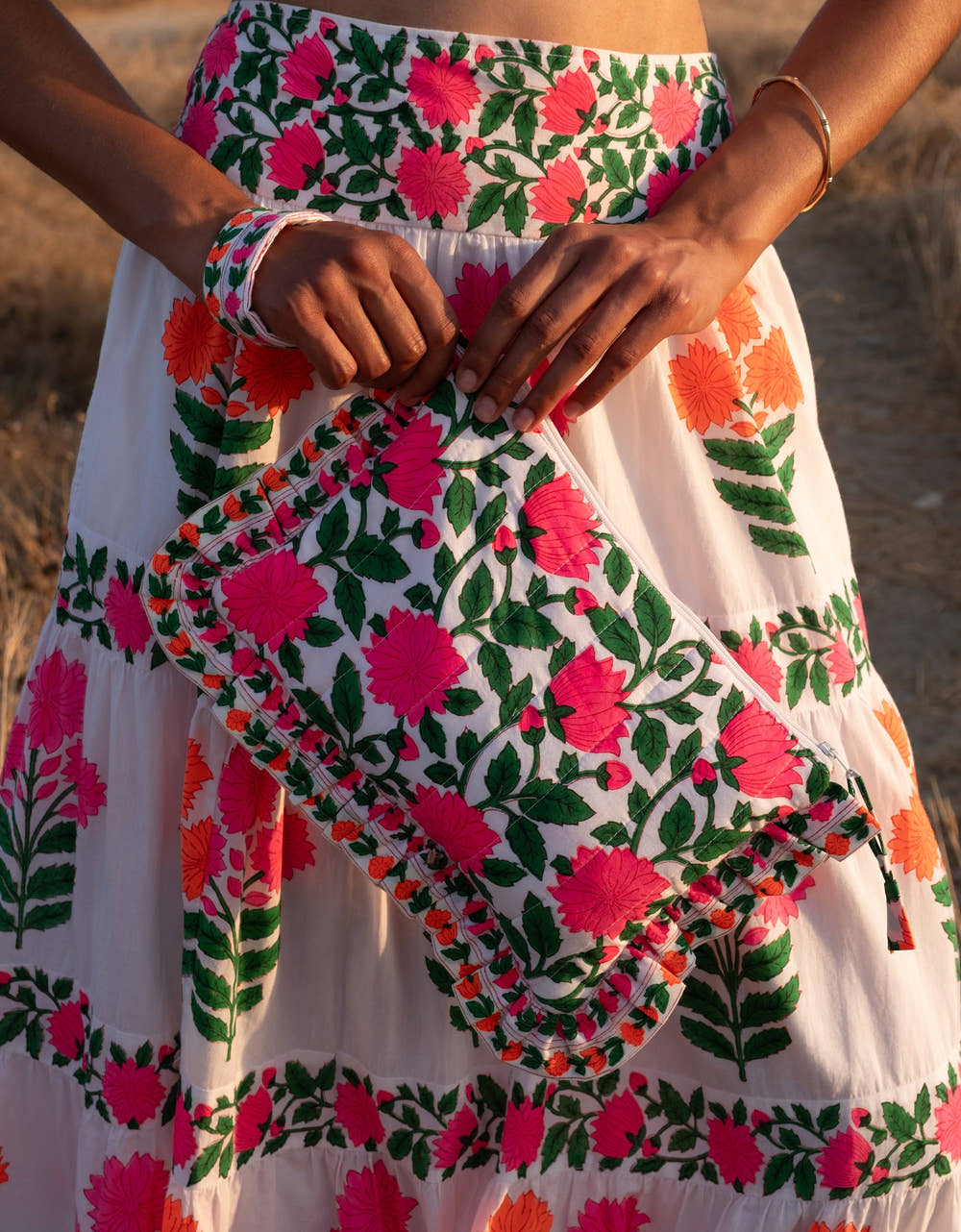 Pink City Prints Neon Border Ruffle Pouch