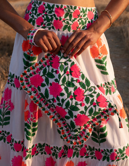 Pink City Prints Neon Border Ruffle Pouch