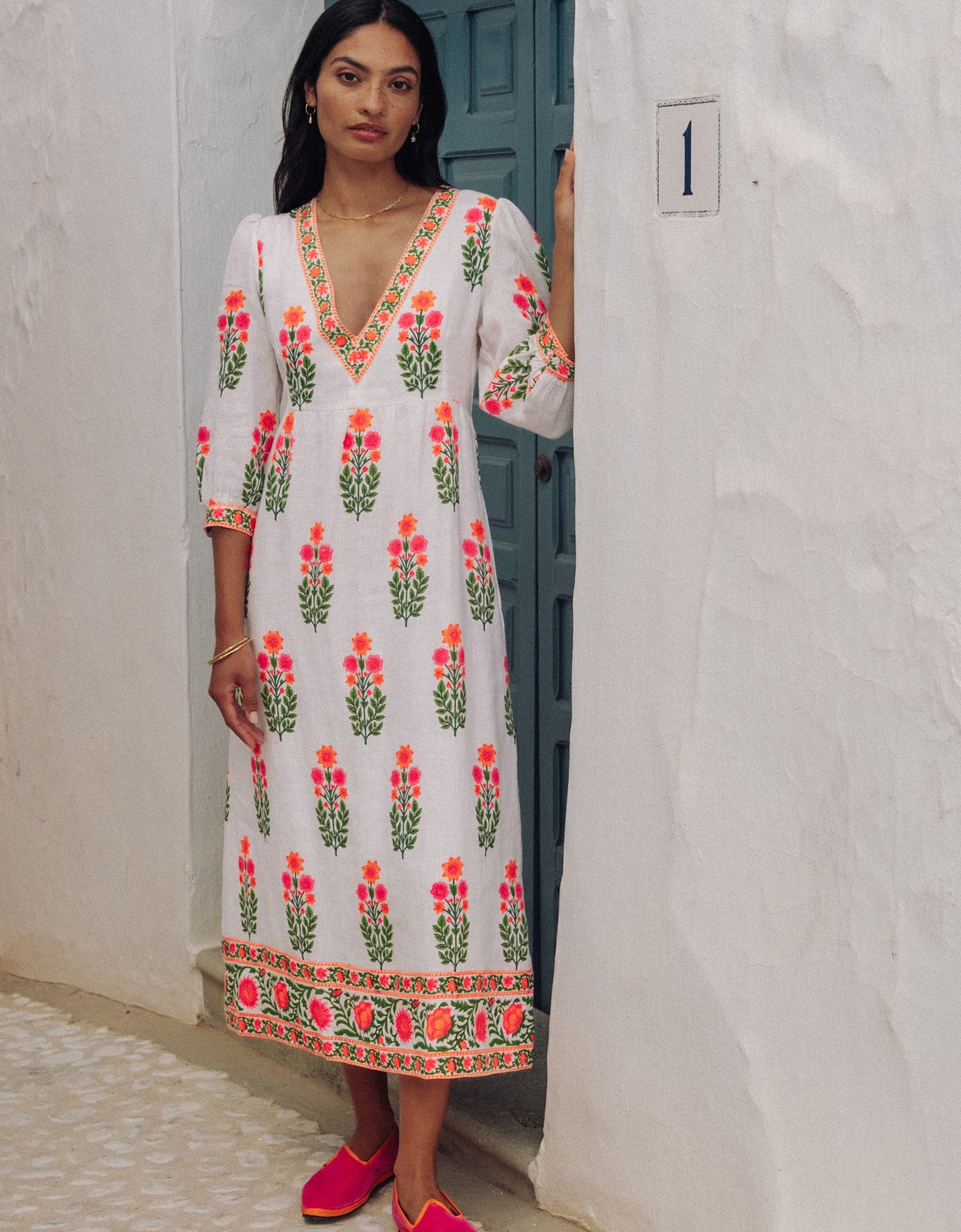 Pink City Prints Neon Botanical Pushkar Dress
