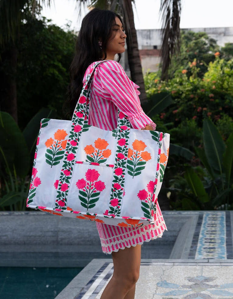 Pink City Prints Neon Buta Tote Bag