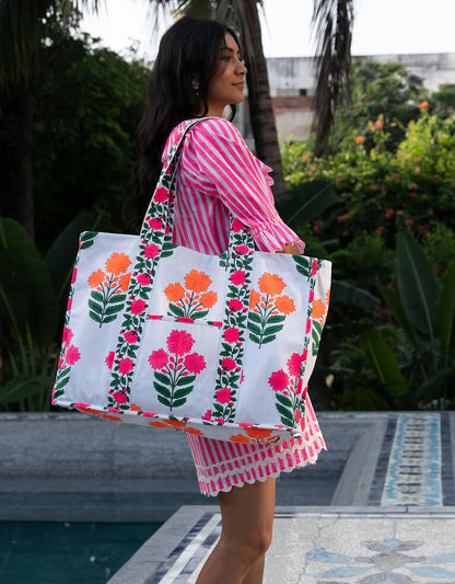 Pink City Prints Neon Buta Tote Bag