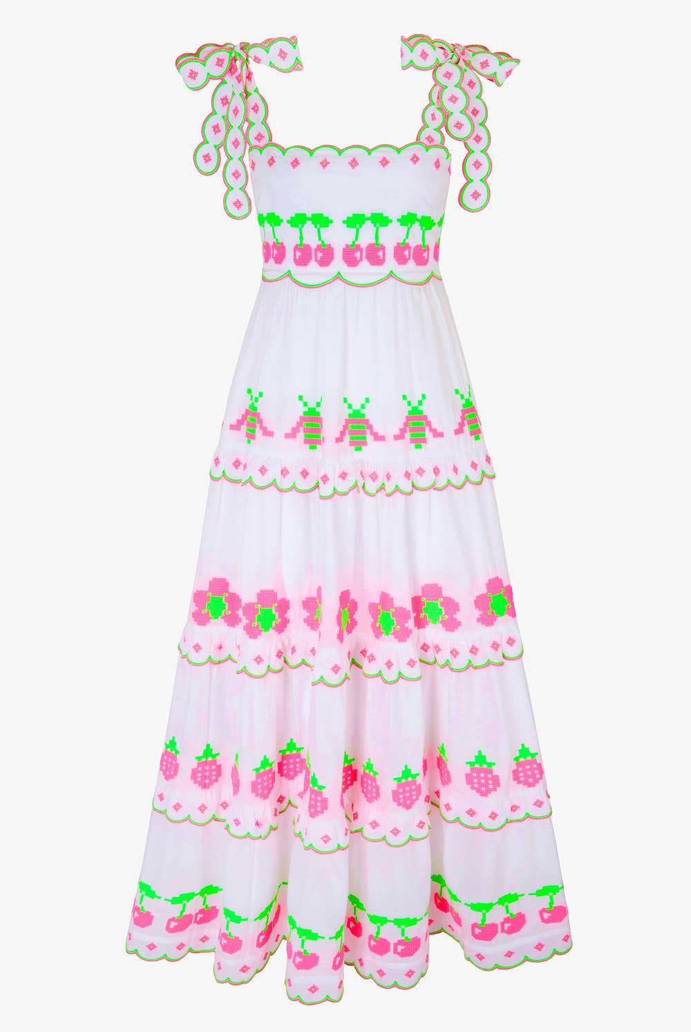 Pink City Prints Neon Fruit Embroidery Athens Dress