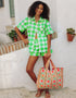 Pink City Prints Neon Green Chequerboard Cally Set