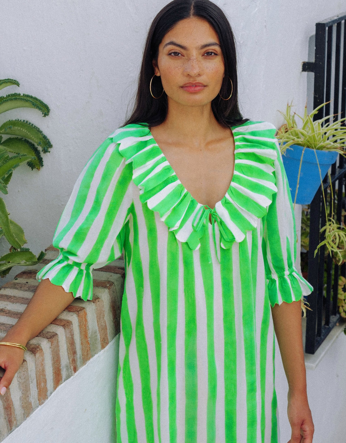 Pink City Prints Neon Green Stripe Ava Dress