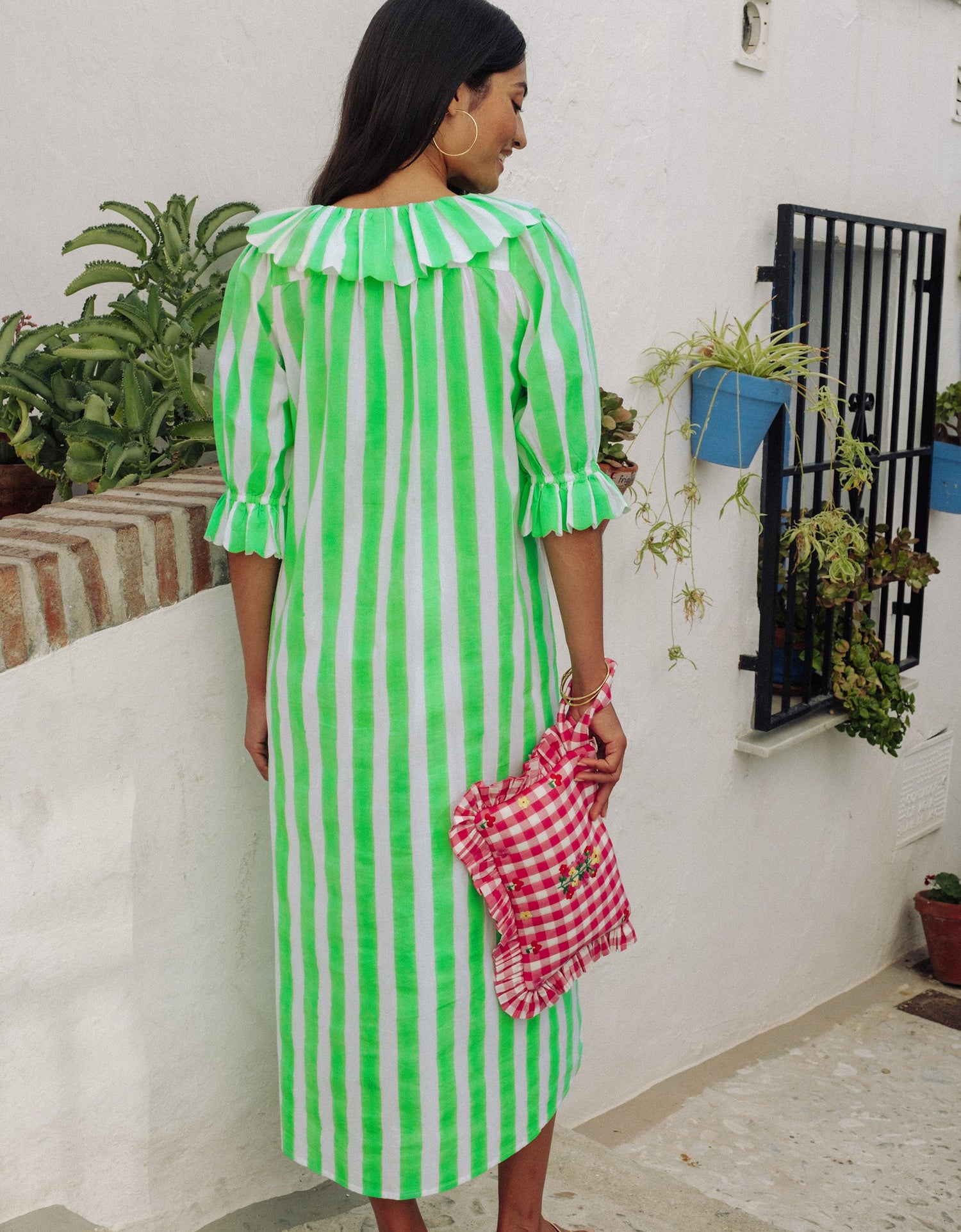 Pink City Prints Neon Green Stripe Ava Dress