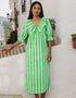 Pink City Prints Neon Green Stripe Ava Dress
