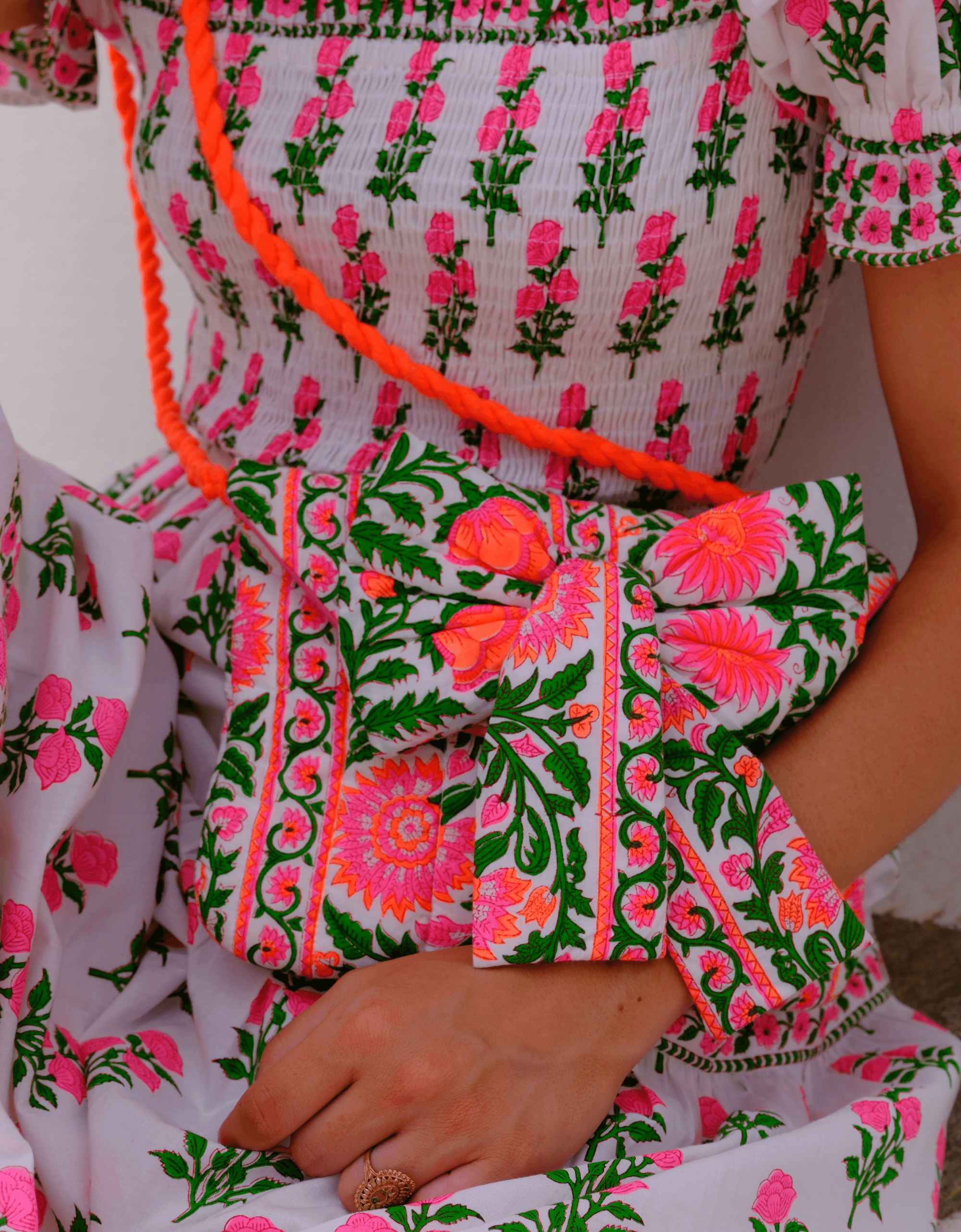 Pink City Prints Neon Peacock Bow Clutch