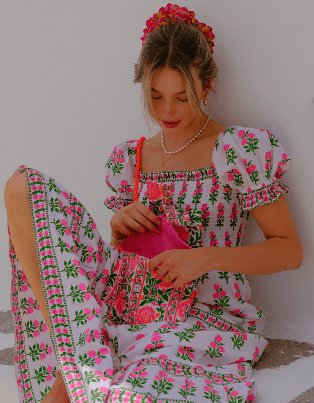 Pink City Prints Neon Peacock Bow Clutch