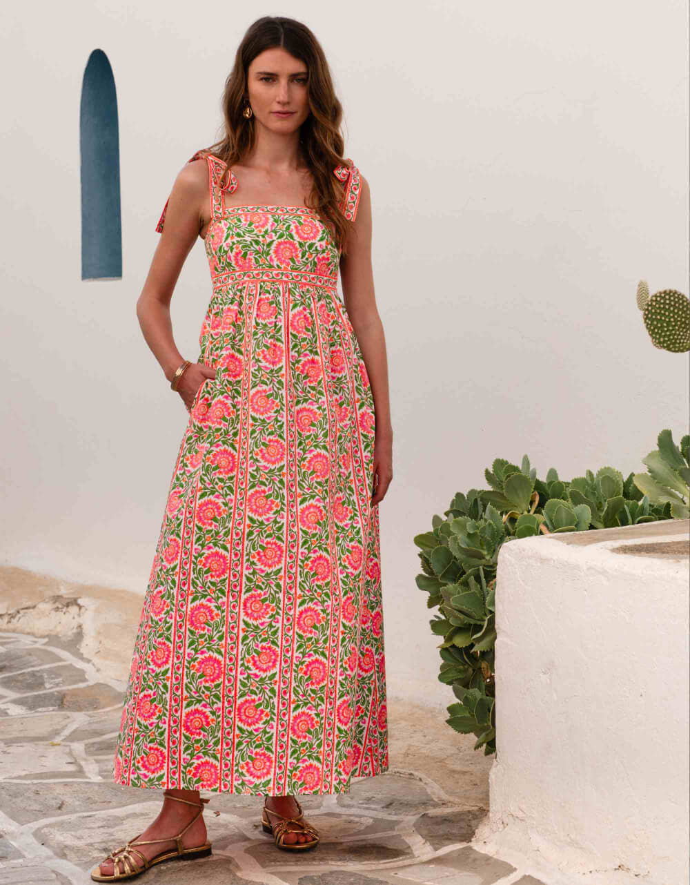 Pink City Prints Neon Peacock Mykonos Dress