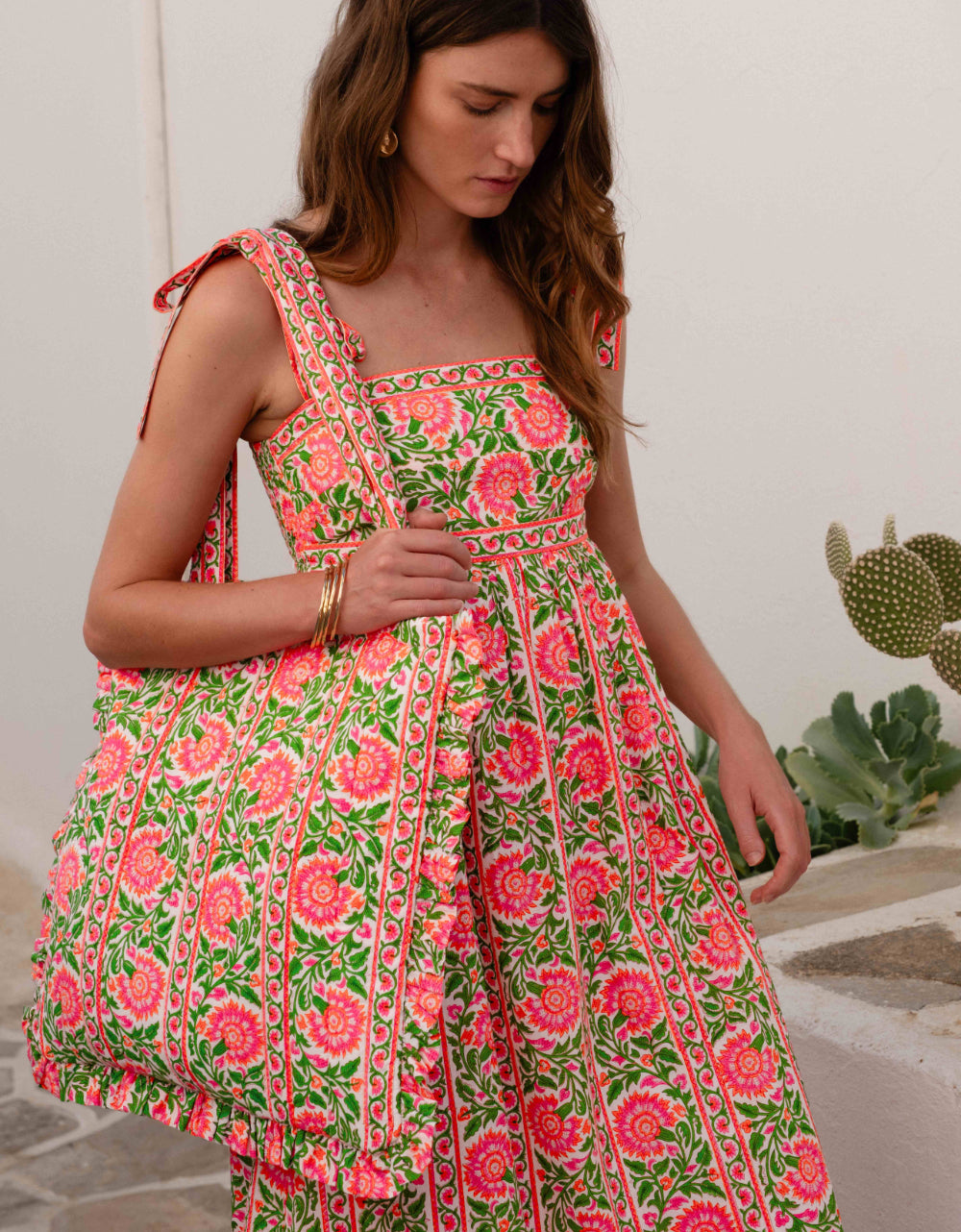 Pink City Prints Neon Peacock Mykonos Dress