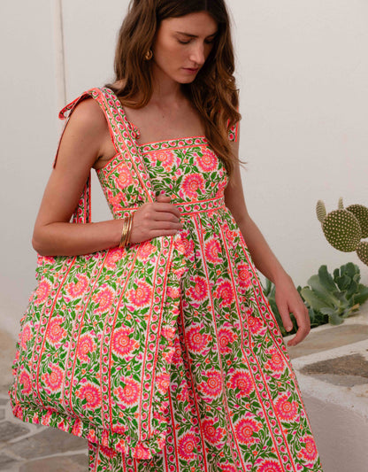 Pink City Prints Neon Peacock Mykonos Dress
