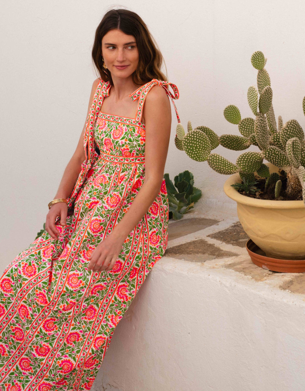 Pink City Prints Neon Peacock Mykonos Dress