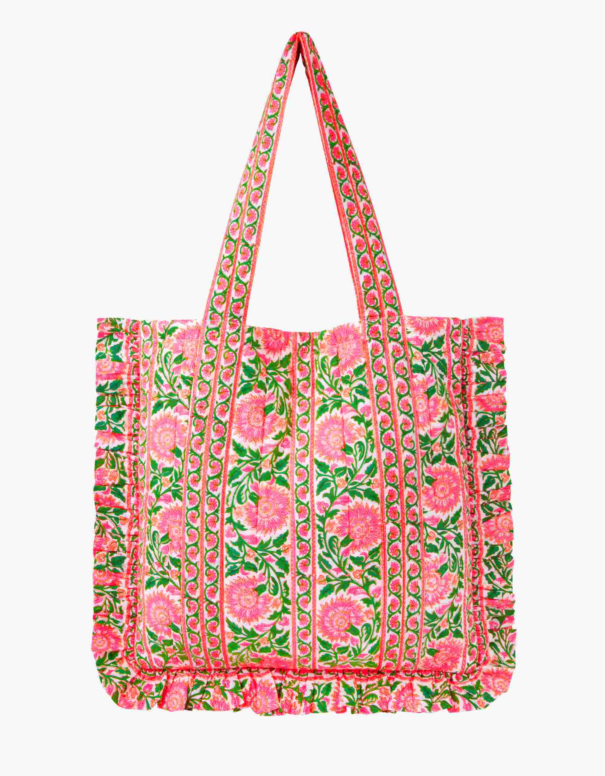 Pink City Prints Neon Peacock Quilted Tote Bag