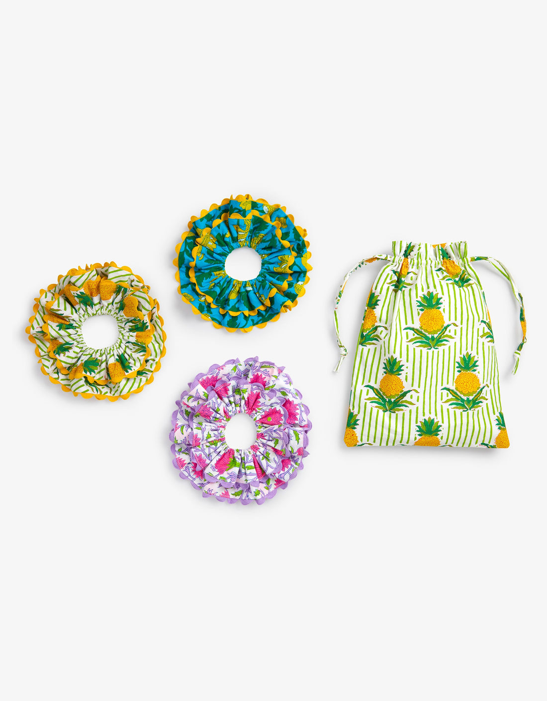 Pink City Prints Neon Pineapple Scrunchie Set