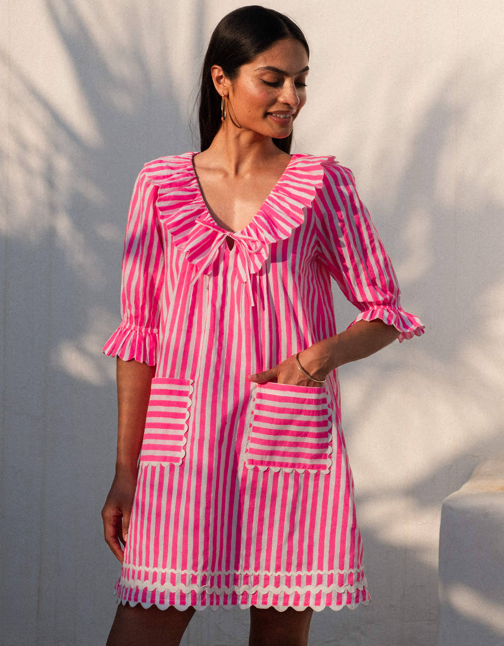 Pink City Prints Neon Pink Stripe Ava Mini