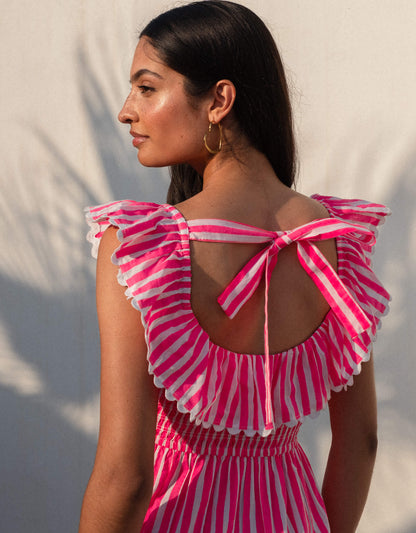 Pink City Prints Neon Pink Stripe Susie Dress
