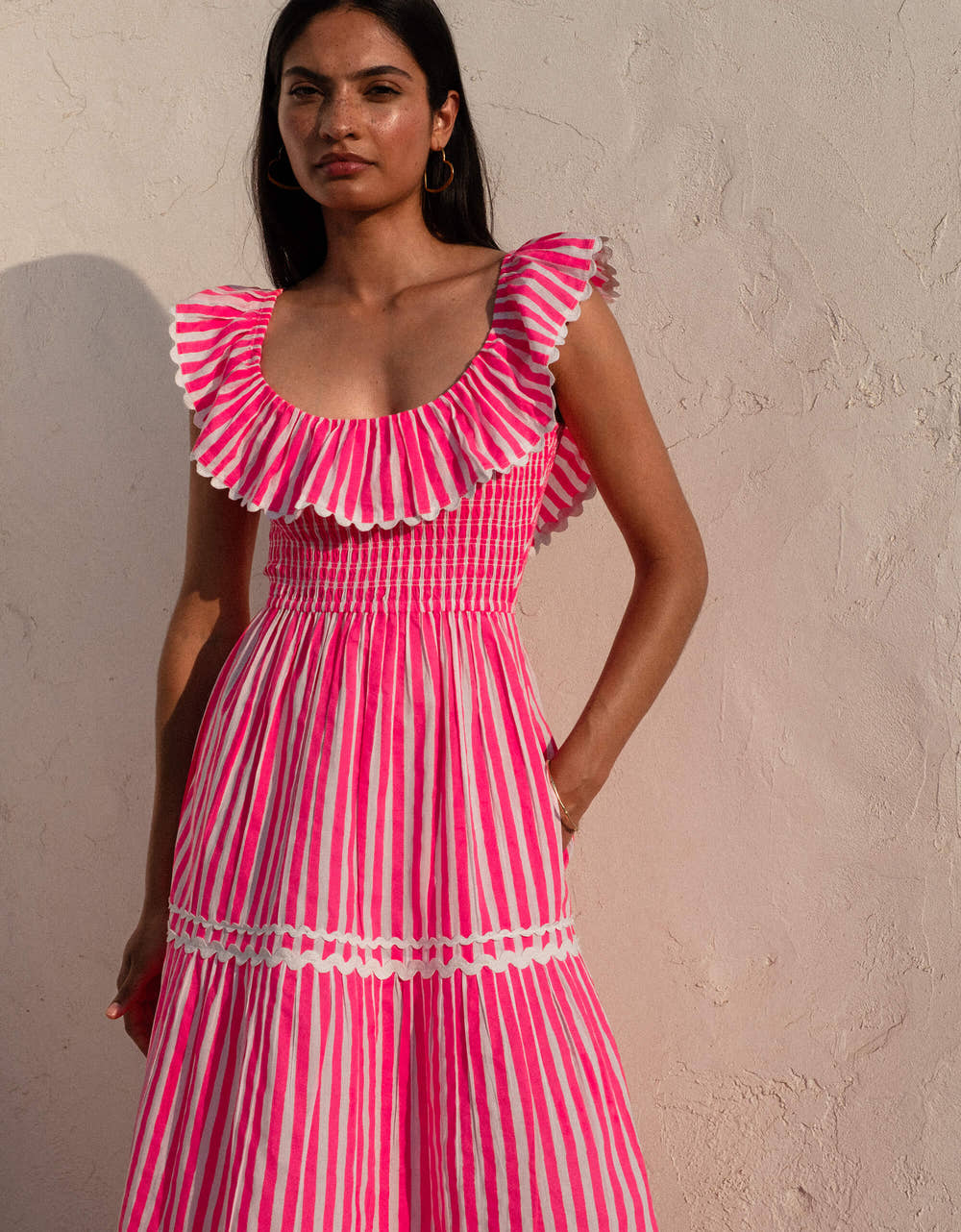 Pink City Prints Neon Pink Stripe Susie Dress