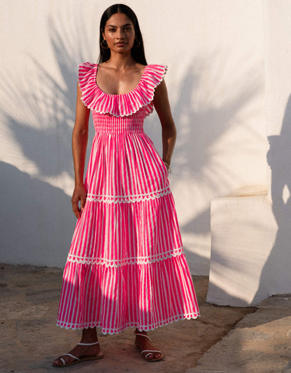 Pink City Prints Neon Pink Stripe Susie Dress