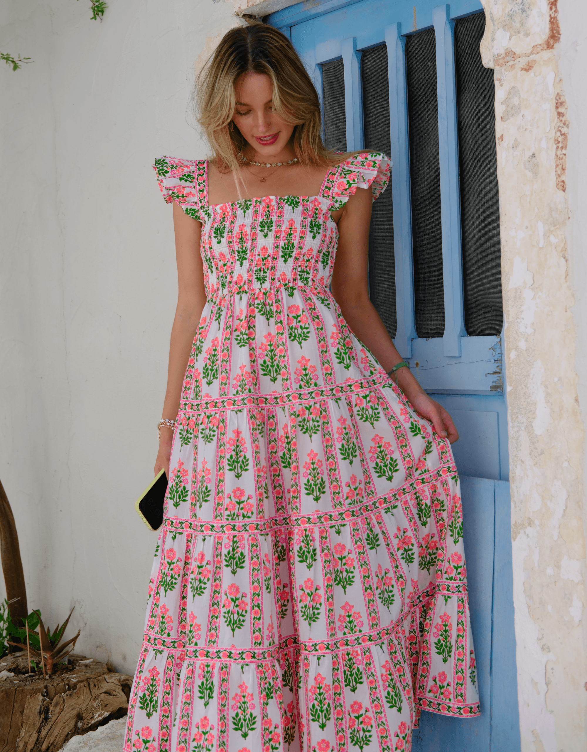 Pink City Prints Neon Sunset Border Jessica Dress