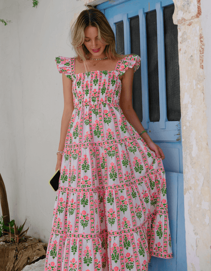 Pink City Prints Neon Sunset Border Jessica Dress