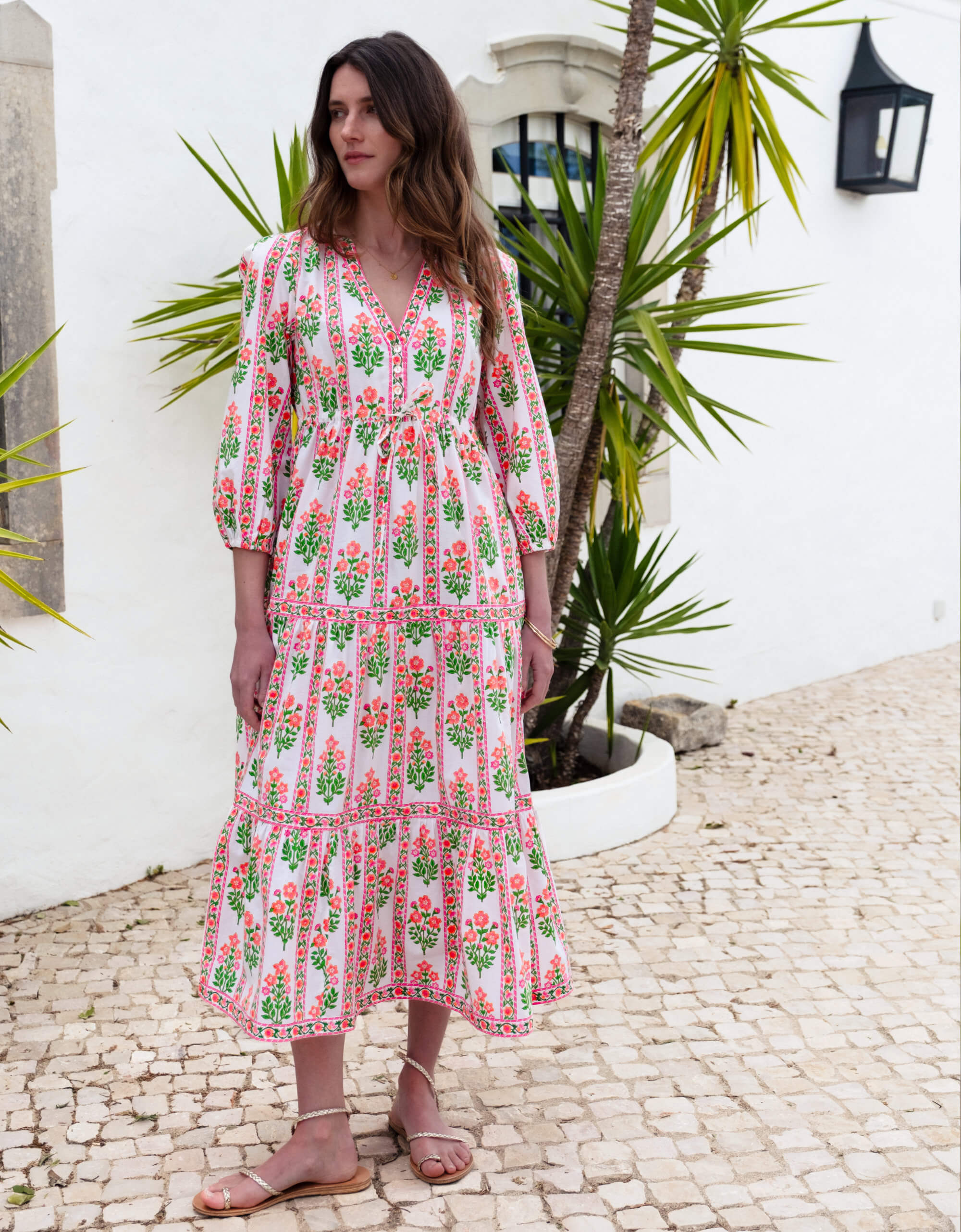 Pink City Prints Neon Sunset Border Sofia Dress