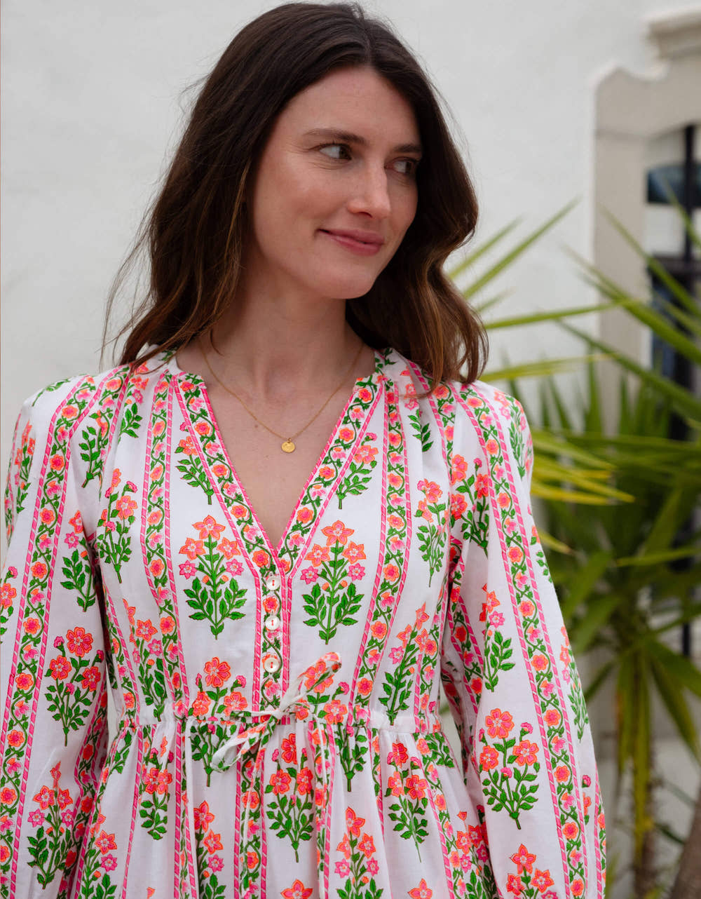 Pink City Prints Neon Sunset Border Sofia Dress
