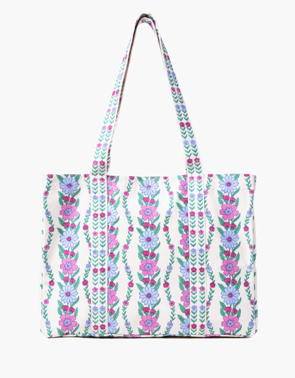 Pink City Prints Orchid Border Canvas Tote Bag