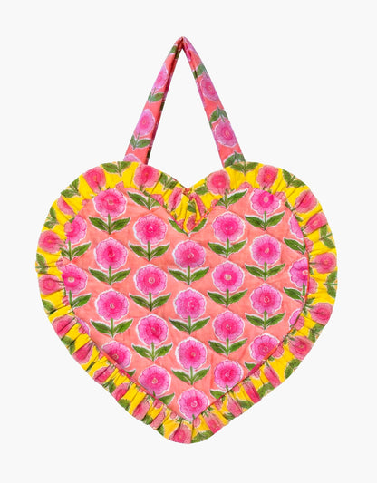 Pink City Prints Peach Buta Heart Bag