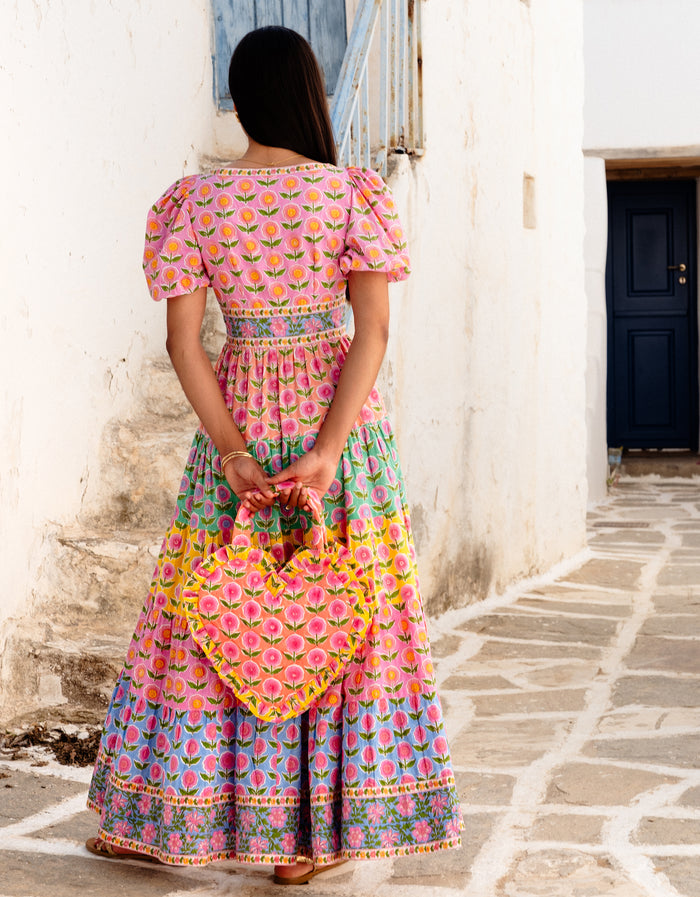 Pink City Prints Peach Buta Heart Bag
