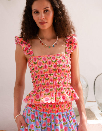 Pink City Prints Peach Buta Jessica Top