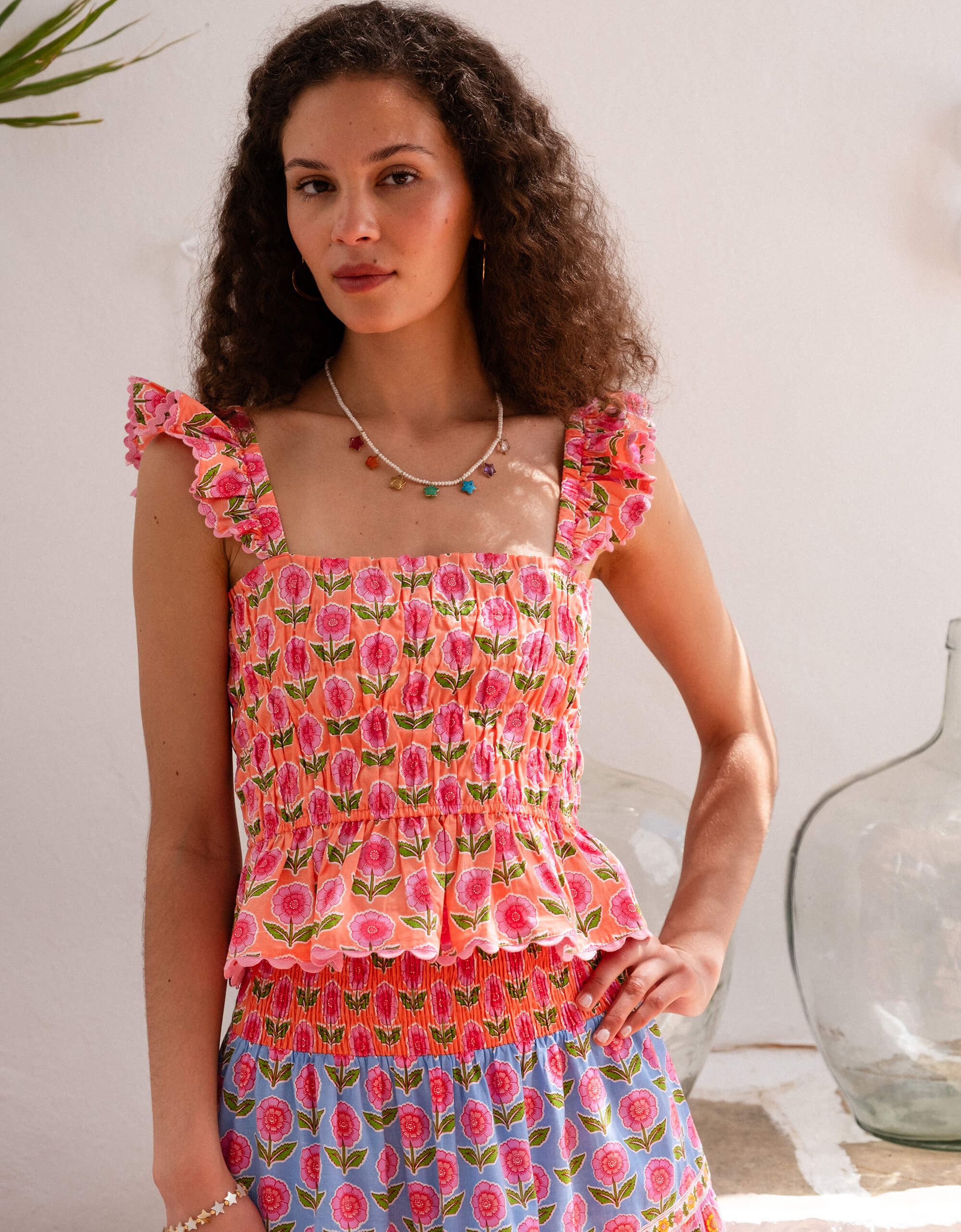 Pink City Prints Peach Buta Jessica Top