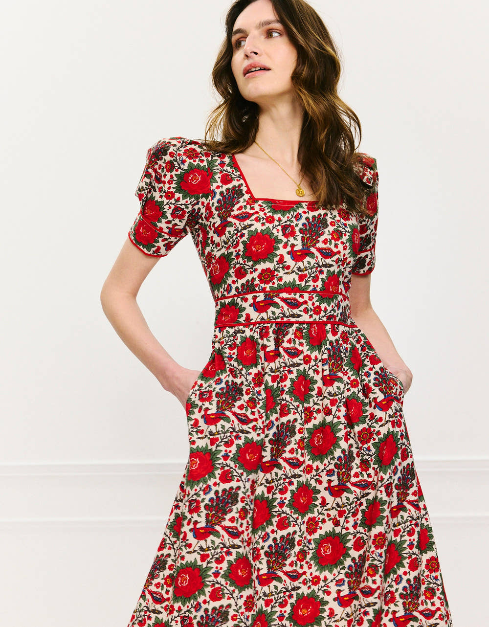 Pink City Prints Peony Bird Evelyn Dress