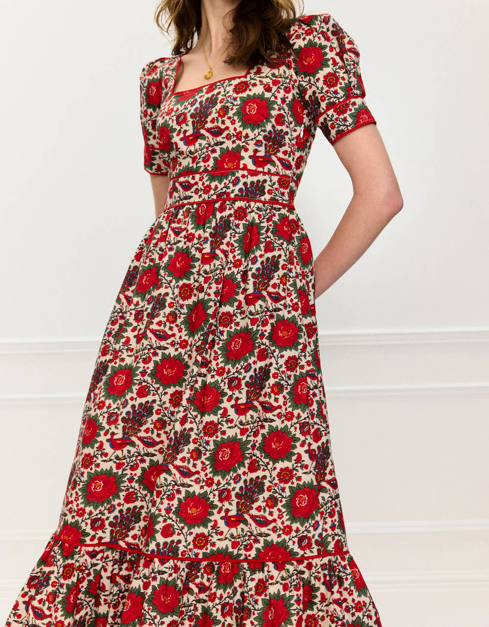 Pink City Prints Peony Bird Evelyn Dress