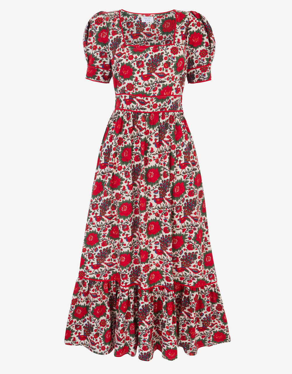 Pink City Prints Peony Bird Evelyn Dress