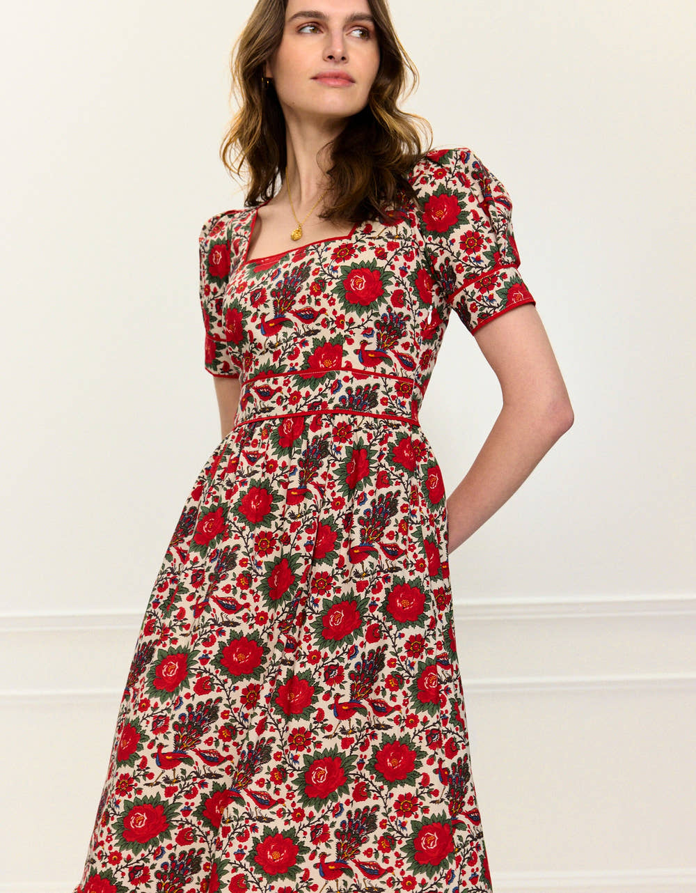 Pink City Prints Peony Bird Evelyn Dress