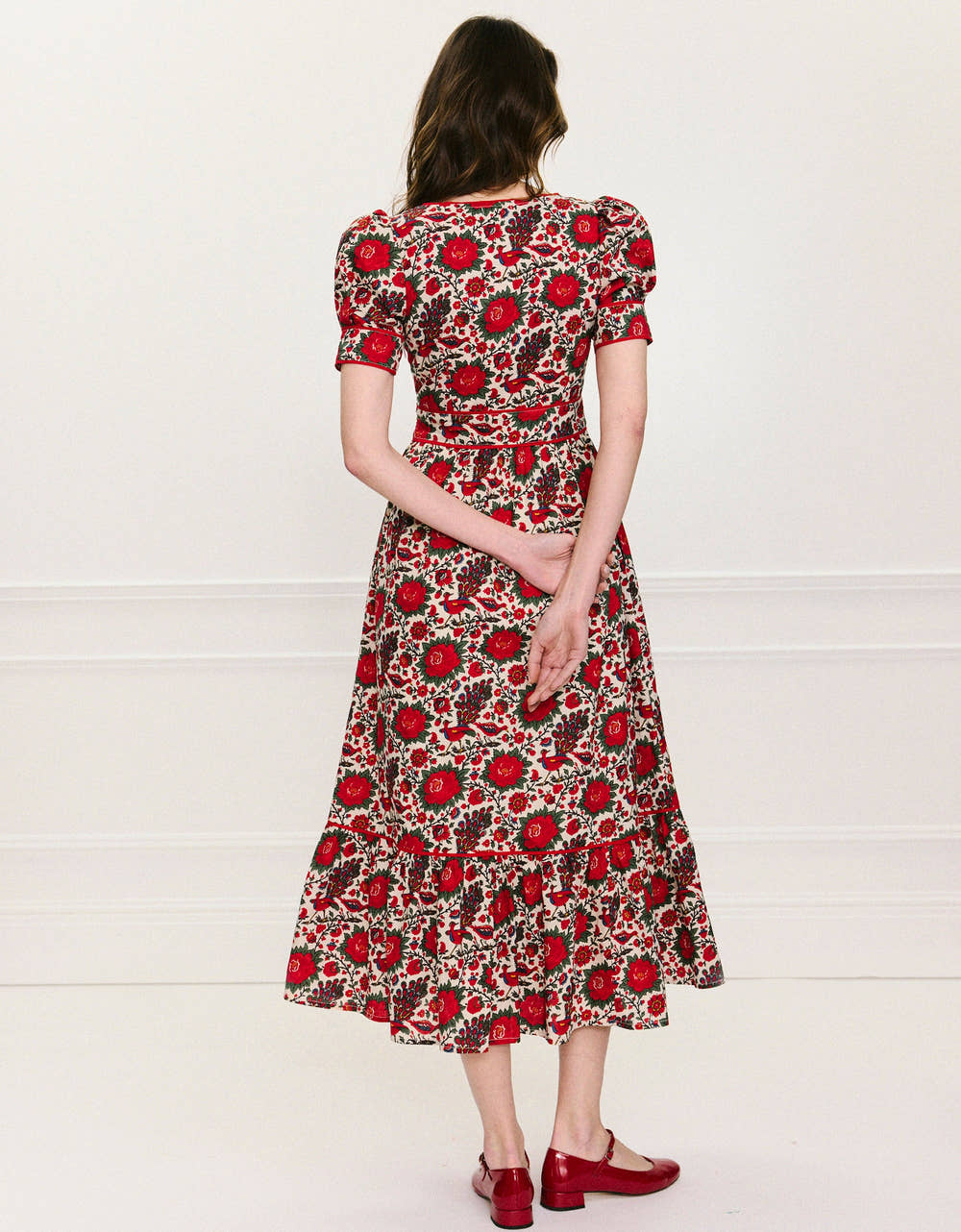 Pink City Prints Peony Bird Evelyn Dress