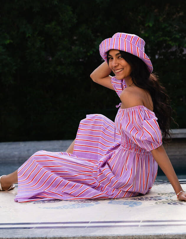 Pink City Prints Perfume Stripe Bucket Hat