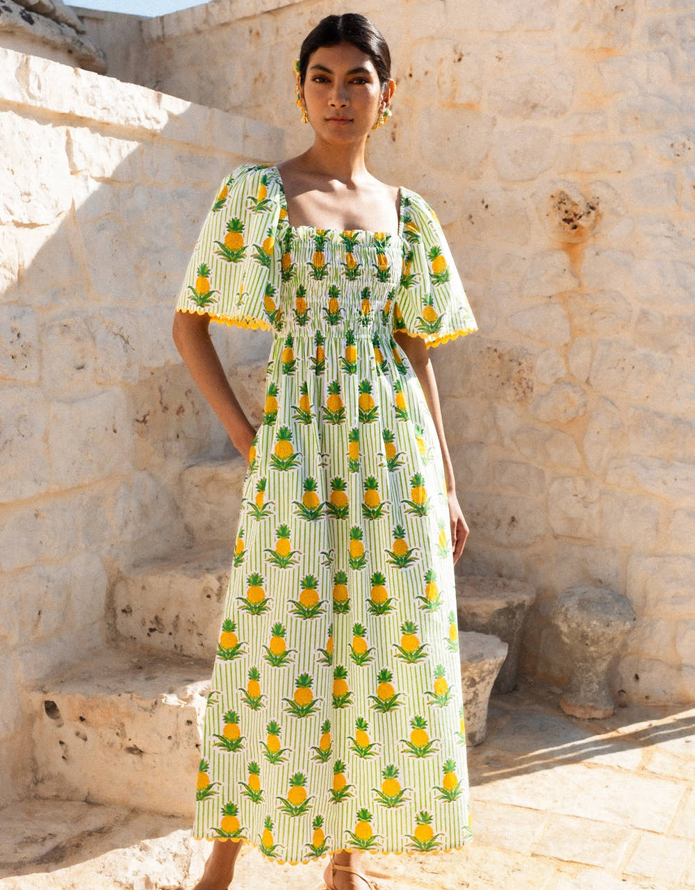 Pink City Prints Pineapple Stripe Lolita Dress