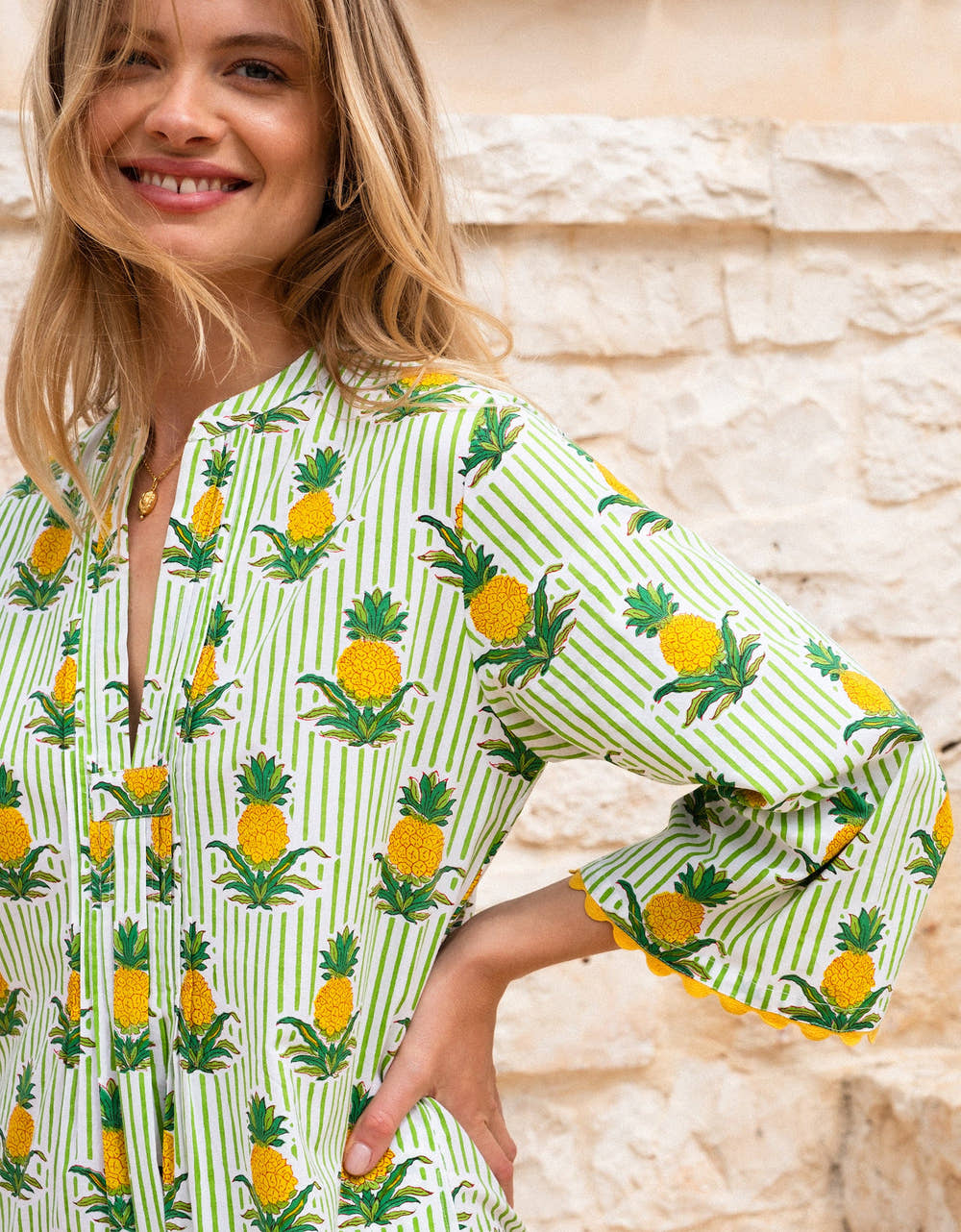 Pink City Prints Pineapple Stripe Thasos Kaftan