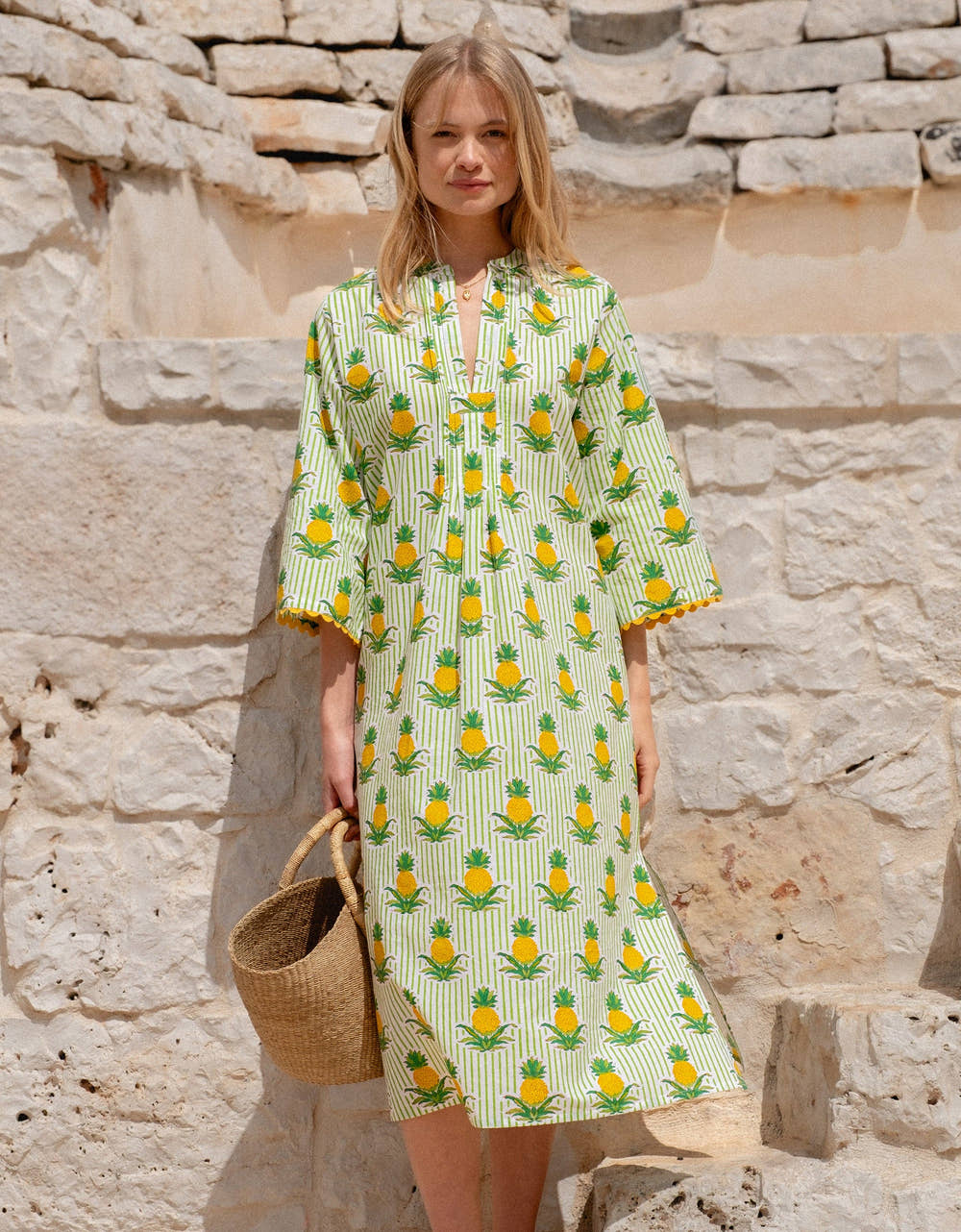 Pink City Prints Pineapple Stripe Thasos Kaftan