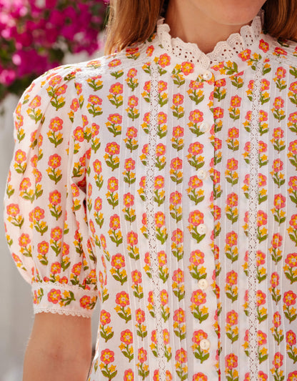 Pink City Prints Pink Floret Vera Blouse