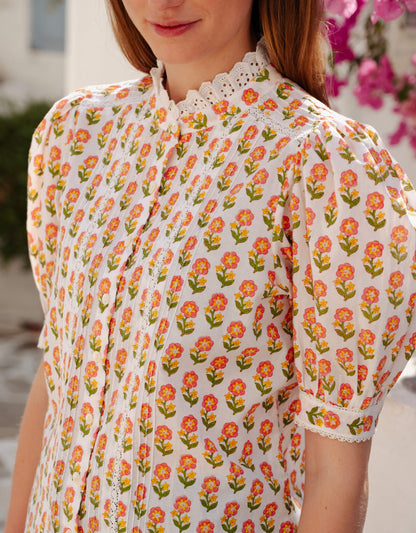 Pink City Prints Pink Floret Vera Blouse