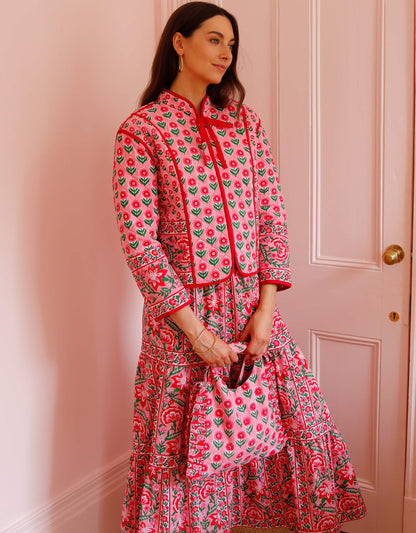 Pink City Prints Poiesettia Buta Mini Tote Bag