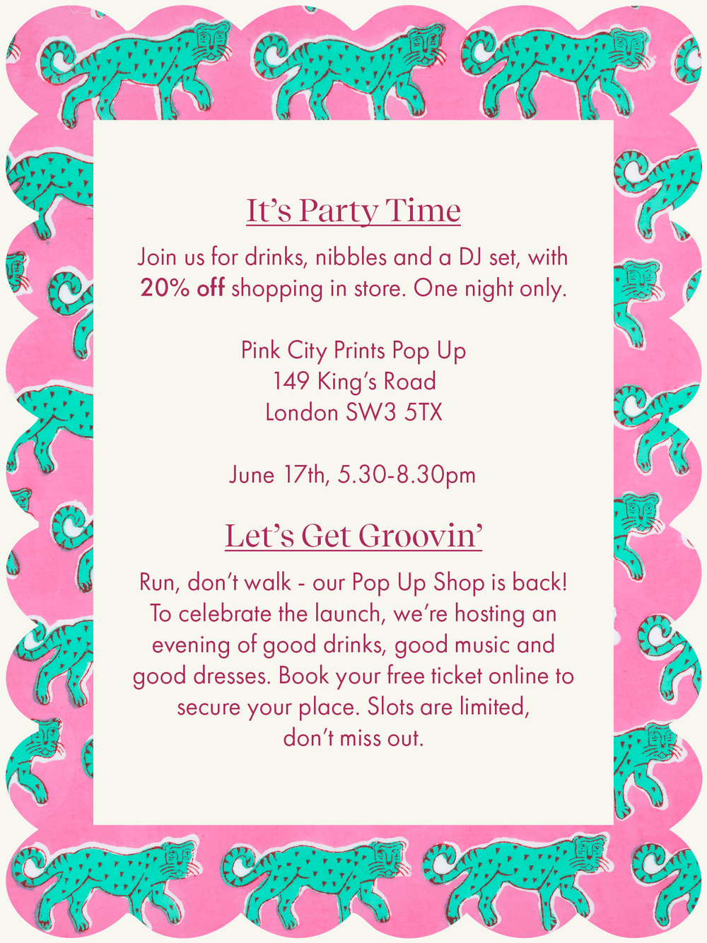 Pink City Prints Pop up Shop Launch Party!