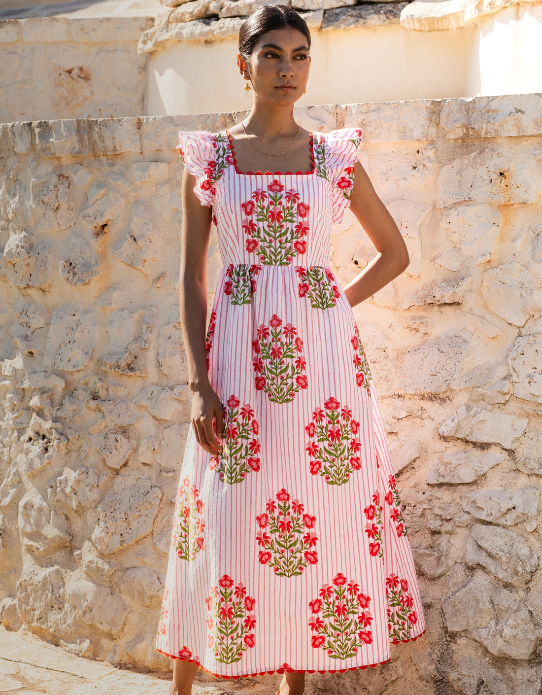 Pink City Prints Poppy Stripe Clara Dress