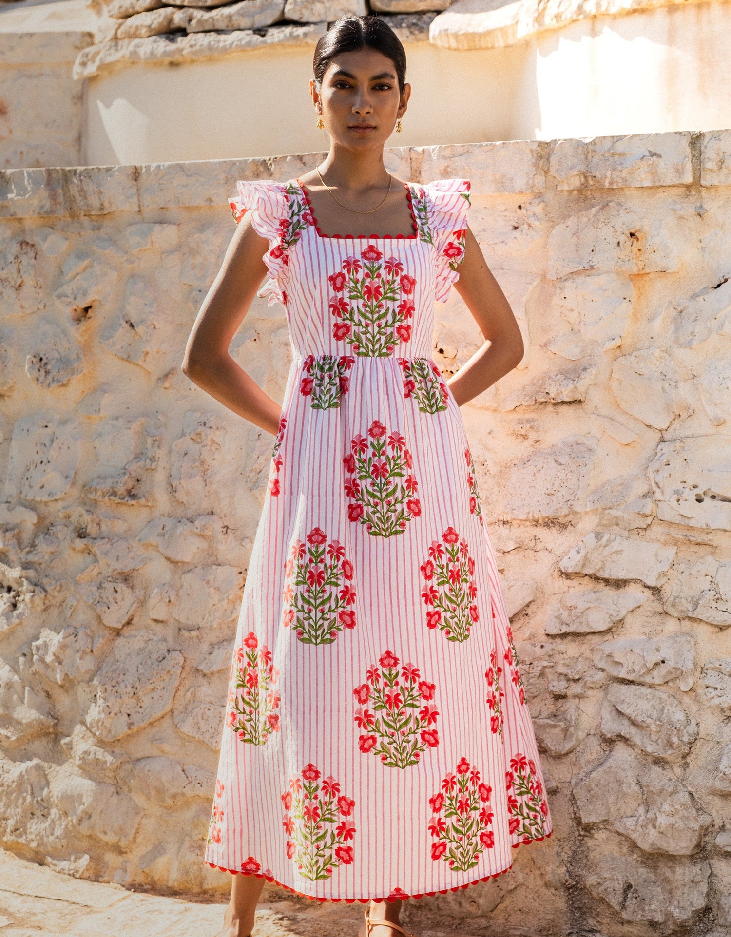 Pink City Prints Poppy Stripe Clara Dress