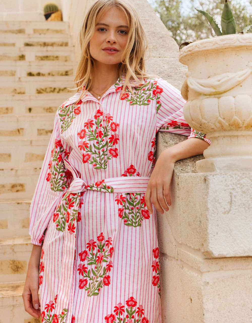 Pink City Prints Poppy Stripe Corfu Dress
