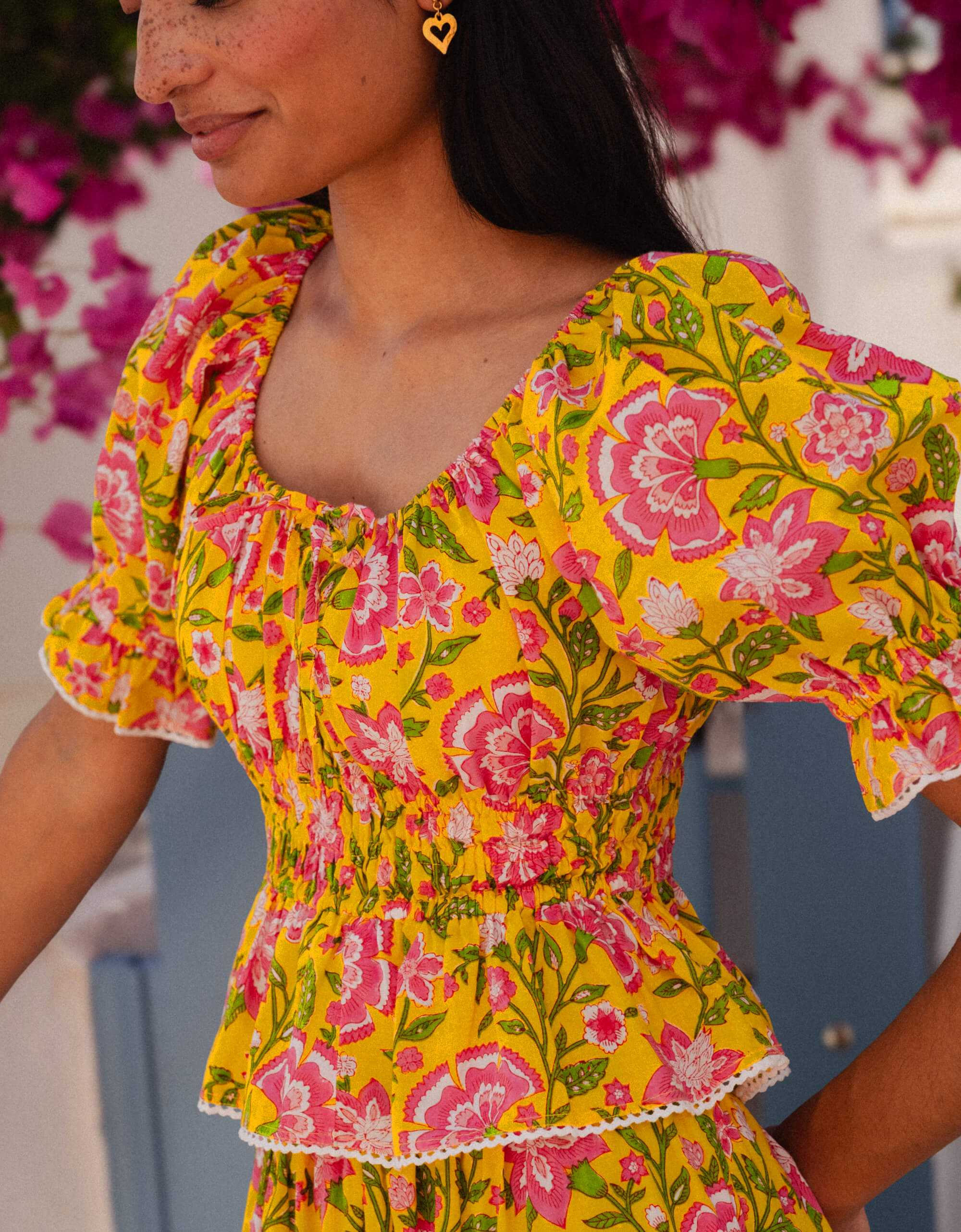 Pink City Prints Provencal Peony Katie Top