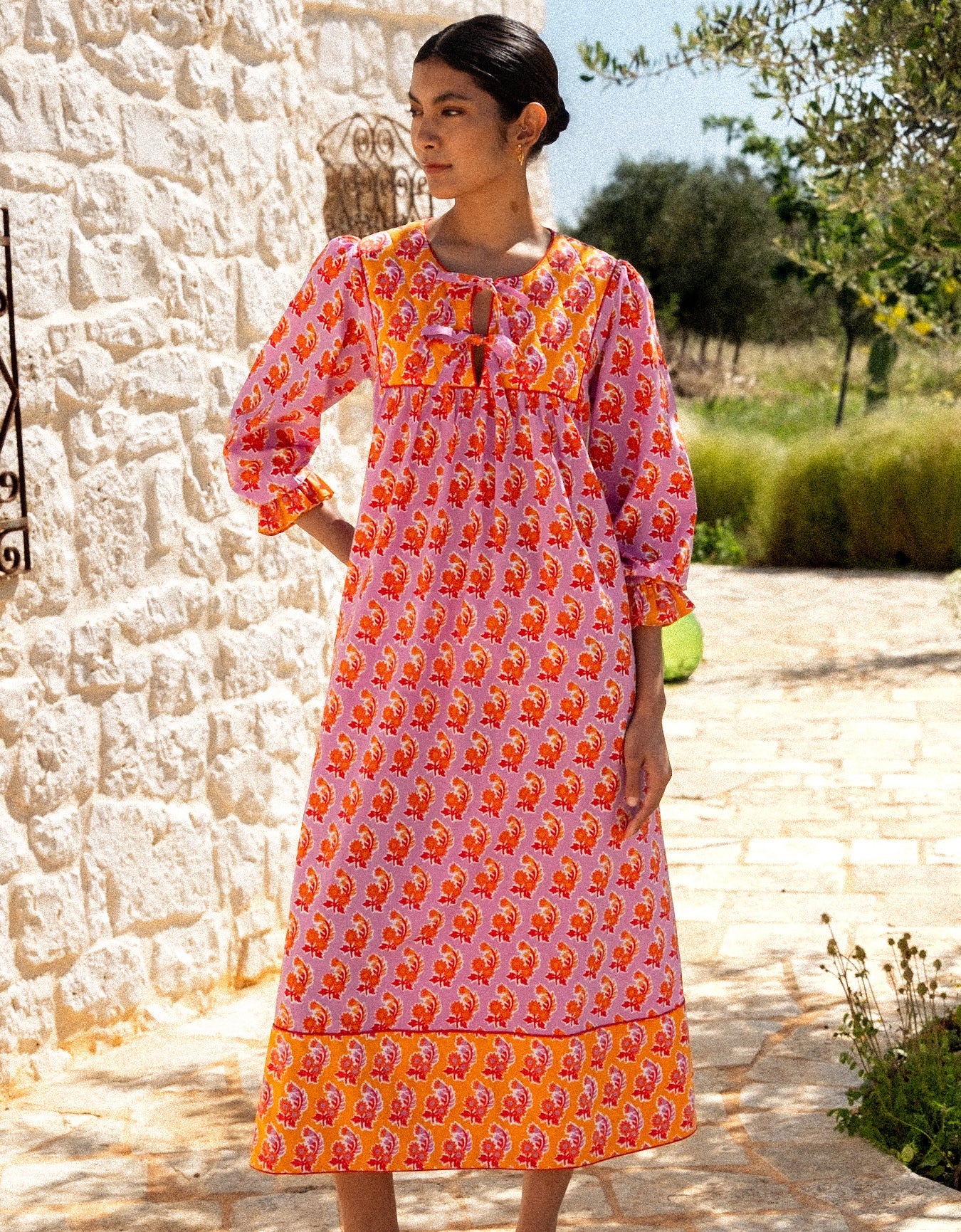 Pink City Prints Rainbow Zinnia Banzara Dress